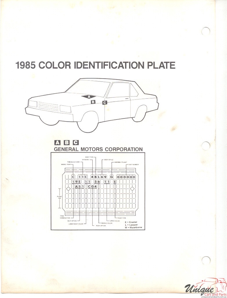 1985 General Motors Paint Charts DuPont 8